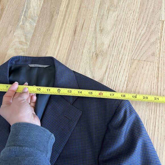 Canali 1934 Suit/Sport Coat Blue Grey Check 42R Dual Vents 2 Button 100% Wool - Picture 8 of 13